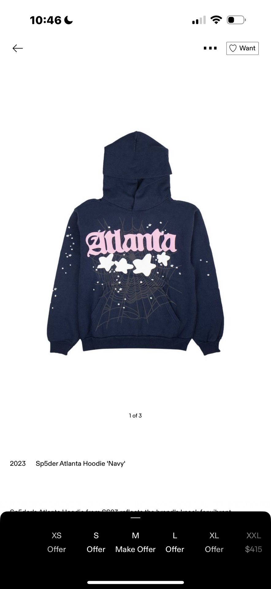 sp5der atlanta navy hoodie 