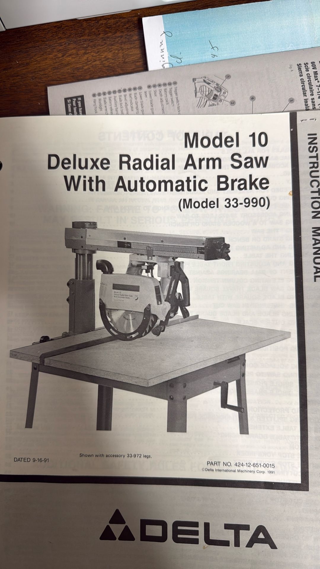 Delta Radial Arm Saw 10”