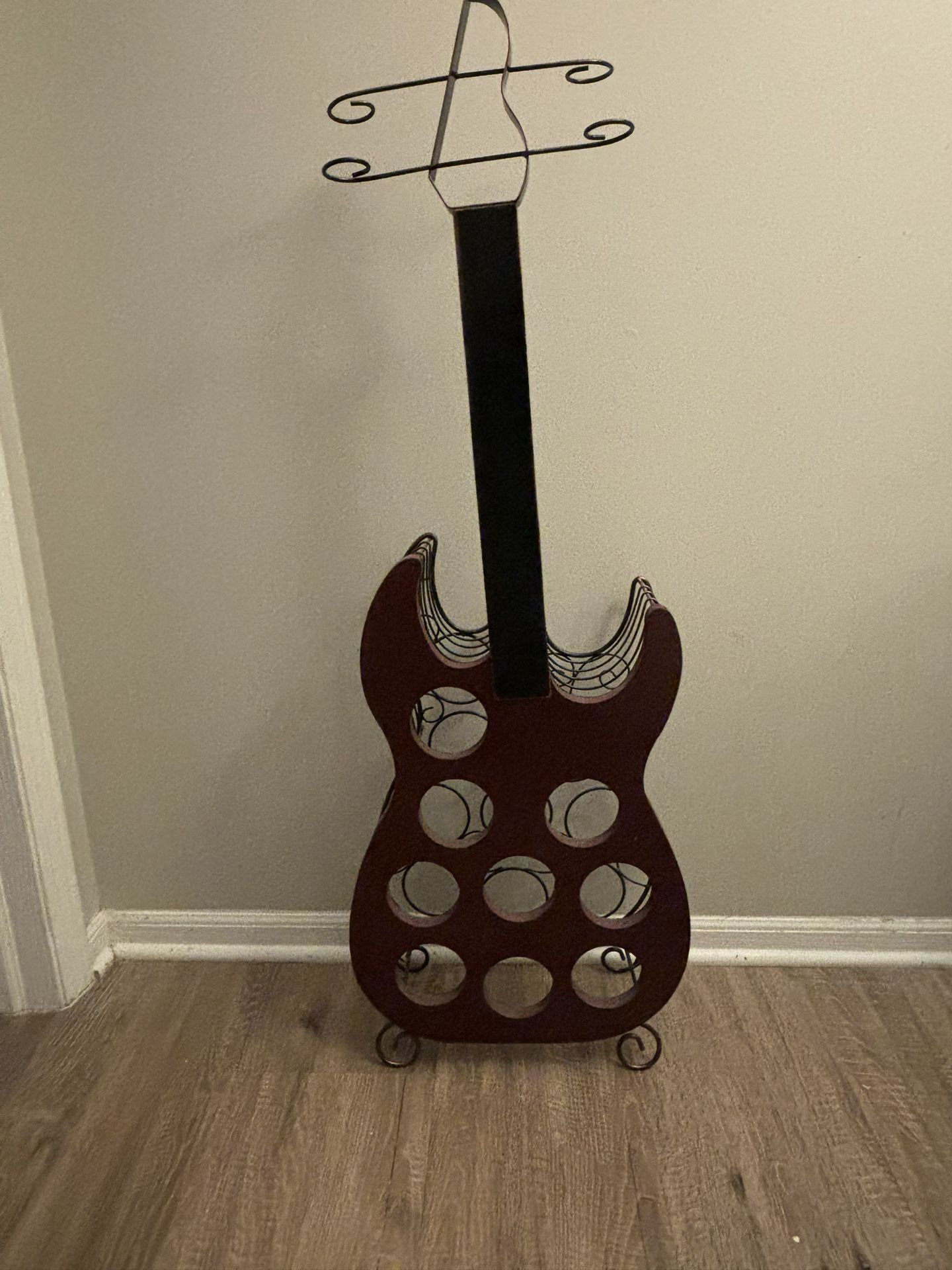 Guitar Shaped 9 Bottle Freestanding Decorative Wine Holder