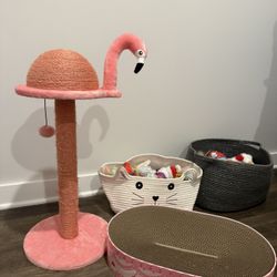cat scratch post and bed