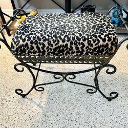 Sitting Bench Iron With Leopard Print Cushion