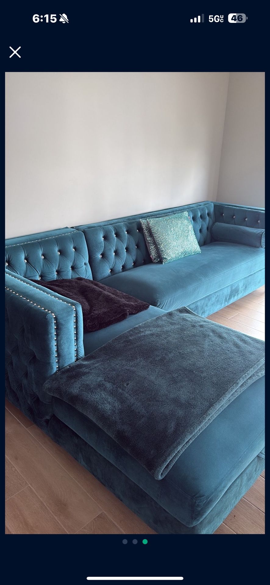 Emerald Green Like New Small Sectional