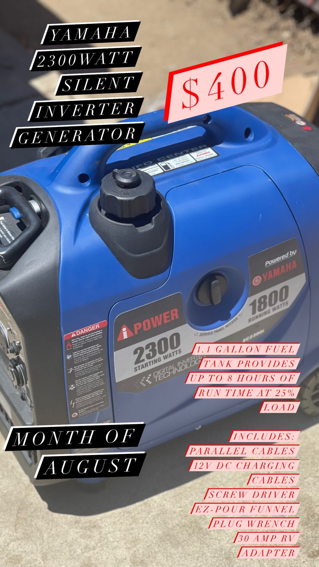 yamaha 2300 watt silent generator inverter for Sale in Pomona, CA OfferUp