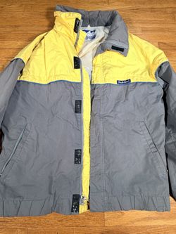 Vintage Powderhorn Made in USA Yellow Gray Colorblock Windbreaker Ski Jacket