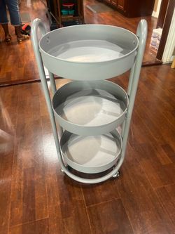 Metal 3 tier utility cart on wheels :30x18” gray like new