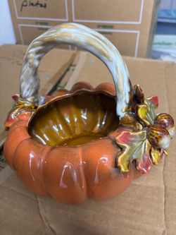 Ceramic Autumn Pumpkin Candy Dish