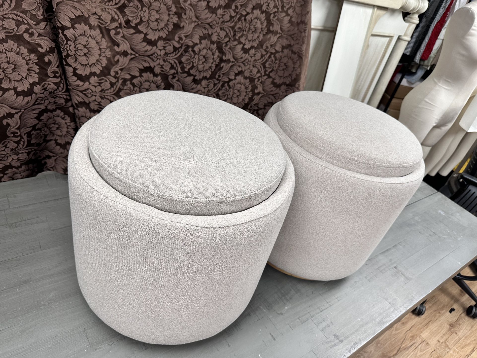 Round Storage Ottoman Set Of 2
