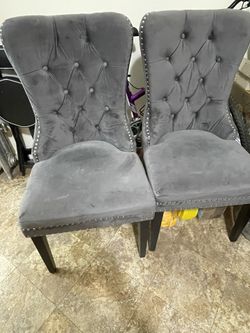 Beautiful Gray  Velvet  Chairs In Great Condition! 
