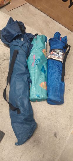 Three Camping chairs 1 adult 2 kids