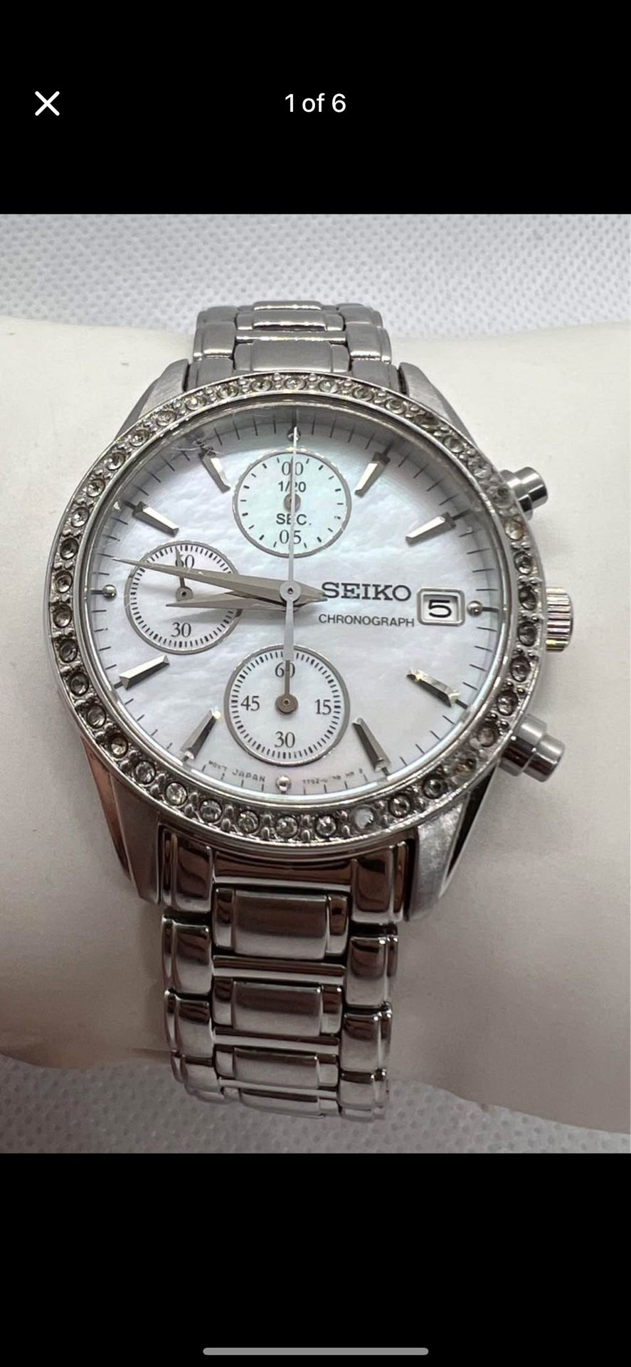 💠💠Glamorous Fancy Seiko Women's Chronograph Swarovski & Mother-Of-Pearl💠💠
