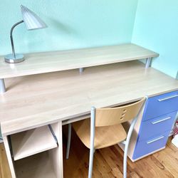 Large Modern Tan Desk & Chair
