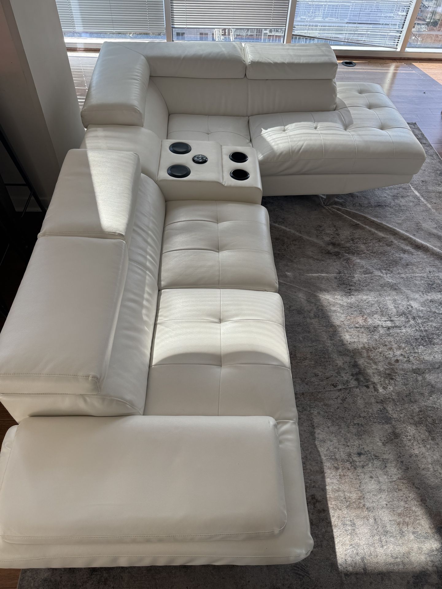 Sectional Couch & Speaker Console - White