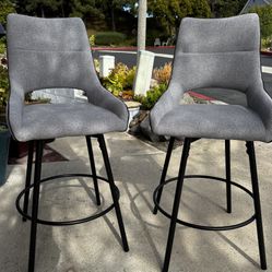 Modern Gray Upholstered Bar Stools