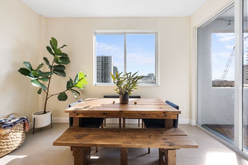 Wooden Table And Bench + 4 West Elm Chairs