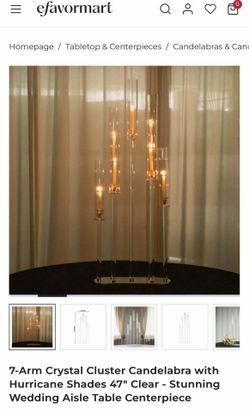 Elegant 7-Arm Crystal Candelabra Centerpieces 47in Tall
