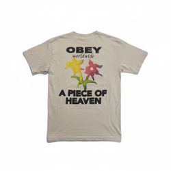 Vintage Obey Cream Flower Graphic Tee Size M