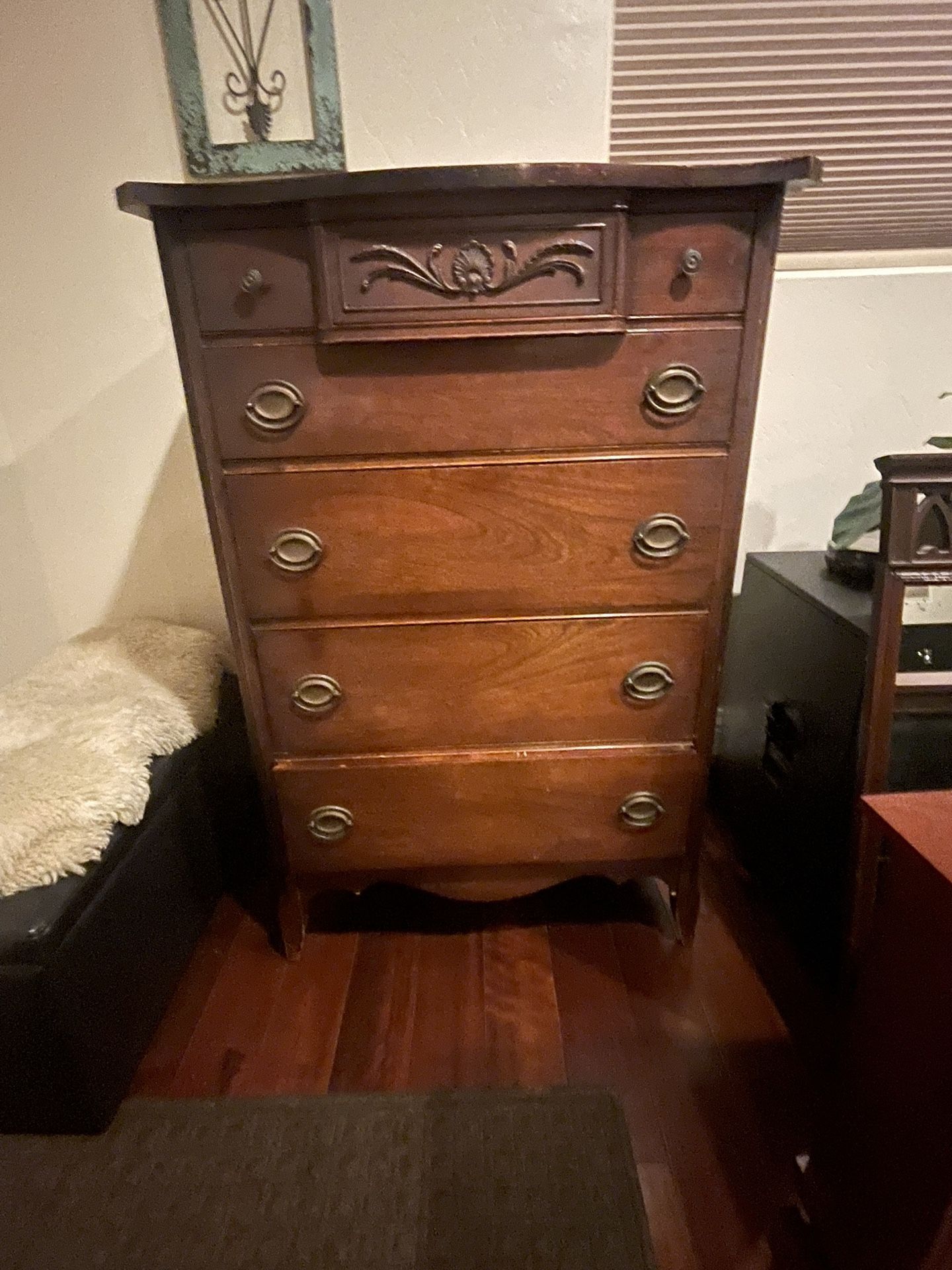 Antique Chest Of Drawers And Mirror