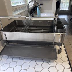Simplehuman Stainless Steel Dish Rack + Wine Glass Holder