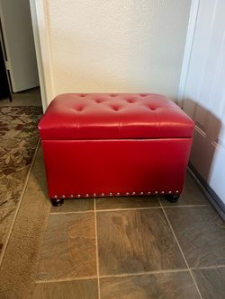 Large Red Ottoman with Storage