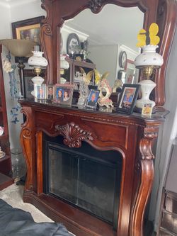 Working solid wood fireplace mantle.