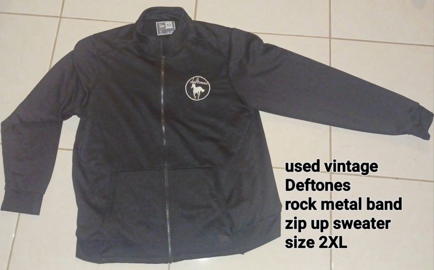 Vintage New Era Deftones Band Rock Metal zip up sweatshirt White Pony 2XL