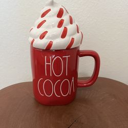 Rae Dunn Red Hot Cocoa Mug with Lid