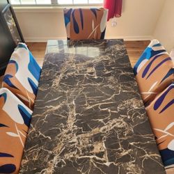 Faux Marble Table With 5 Chairs