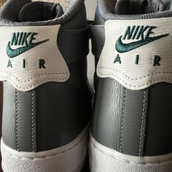 Nike Air Force 1 High By You Custom Men’s 7.5 Gray White Green Heel Logo New