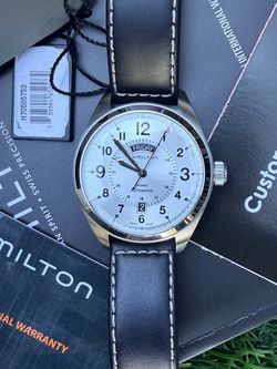 Hamilton Khaki Field Day Date Auto 42mm H3, Silver Dial, Sapphire, 80hr Power Reserve, Pristine, Full Set with Box, Hangtag and Warranty Card,