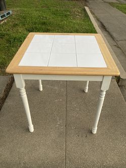 Small White Tile Top Table