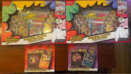 Pokemon Ascended Heroes - Gardevoir Poster Collection (2x) & Tech Sticker Boxes - FS/FT