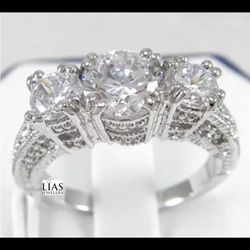 New 18k White Gold Filled Engagement Ring 
