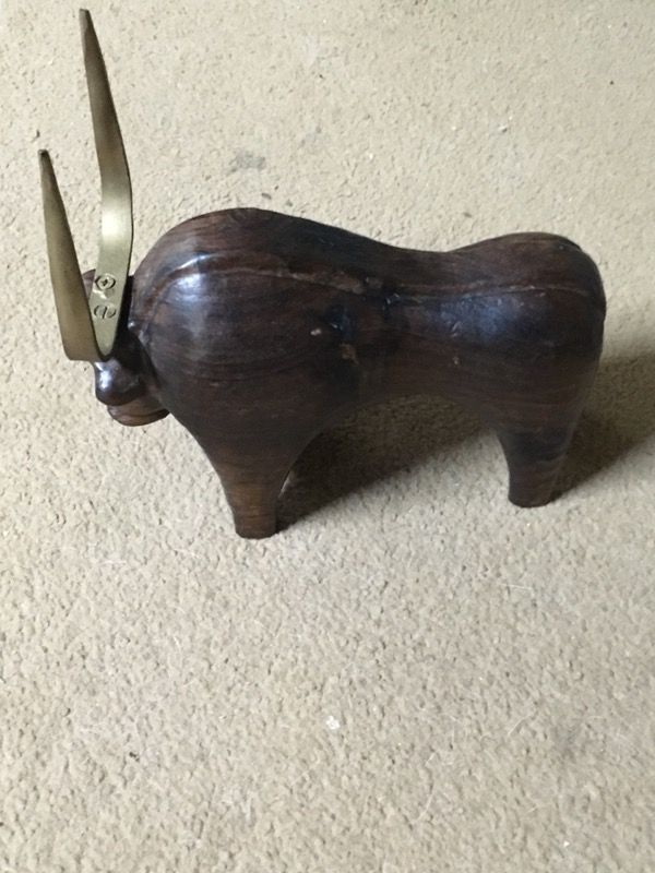 Hand carved antique bull