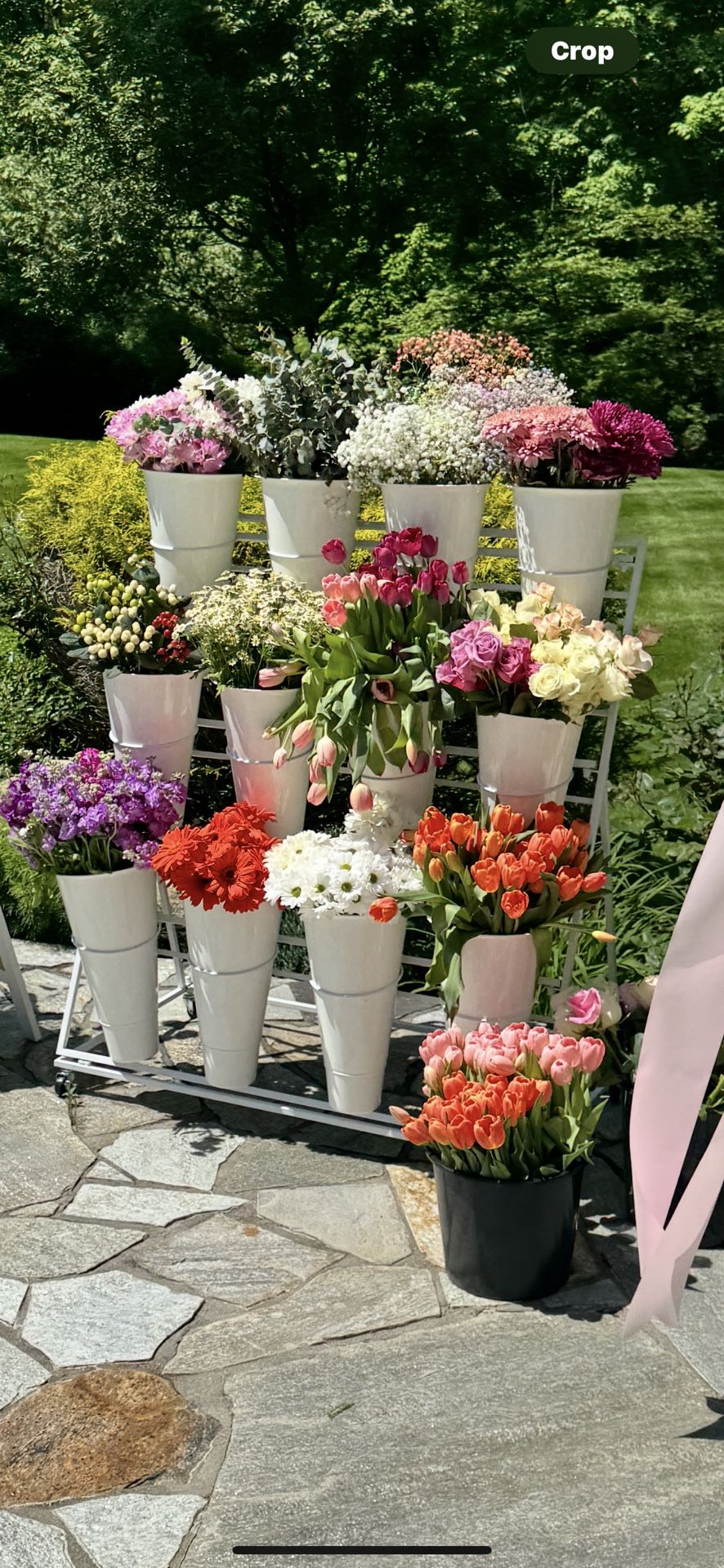 Flower Display Stand 12 White Buckets