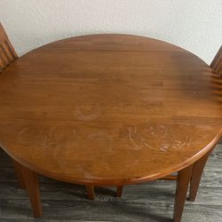 Solid wood folding dining table and Two chairs