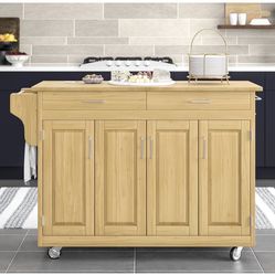 Homestyles Kitchen Cart | Rolling Island w/ Storage | Wood Top | Mobile Prep Station