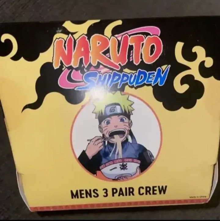 Naruto Shippuden 3 Pair Men's Crew Socks Fits Sock Size 10-13, Shoe Size 8-12.... CHECK OUT MY PAGE FOR MORE ITEMS