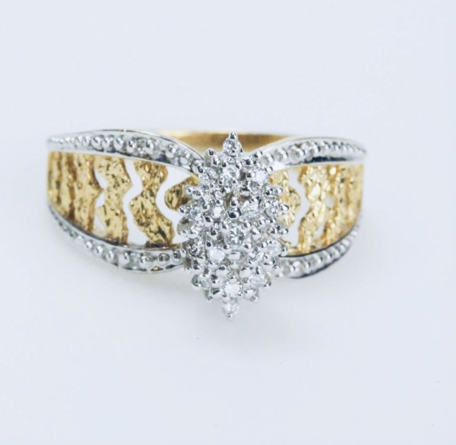 10k Solid Gold , Diamond Cluster