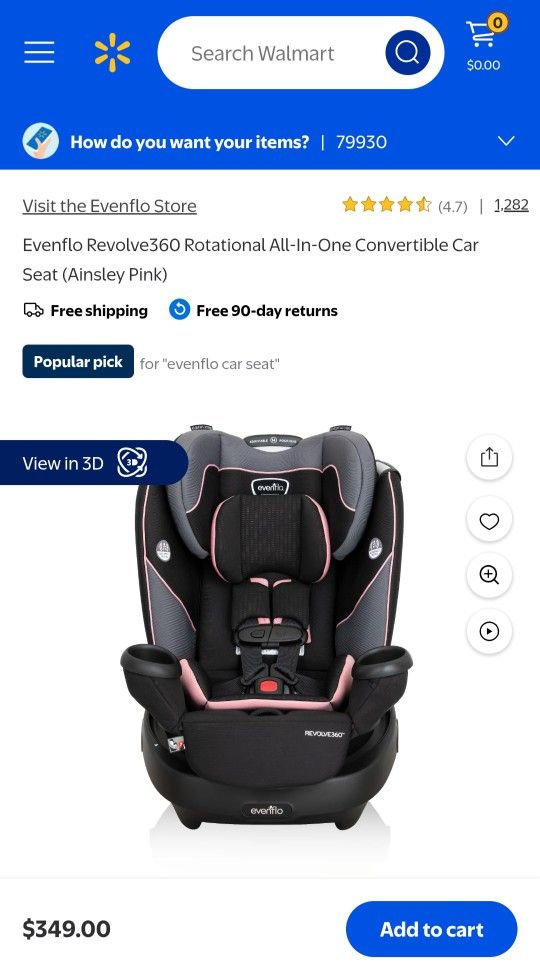 Evenflo Revolve360 Rotational All-In-One Convertible Car Seat (Ainsley Pink)