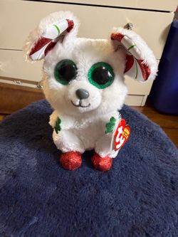 Ty Beanie Boos Chimney the Christmas Mouse plush toy with glittery green eyes