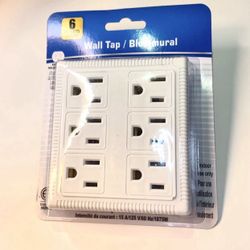  6 OUTLETS Commercial Electric Wall Tap Surge Protector - NEW! - Outlets For Bedrooms, Living Rooms , Bathrooms For electronics and Electric Devices