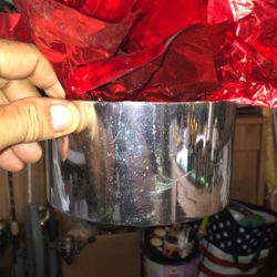6 inch silver aluminum centerpieces with Waight in center for tying balloons to