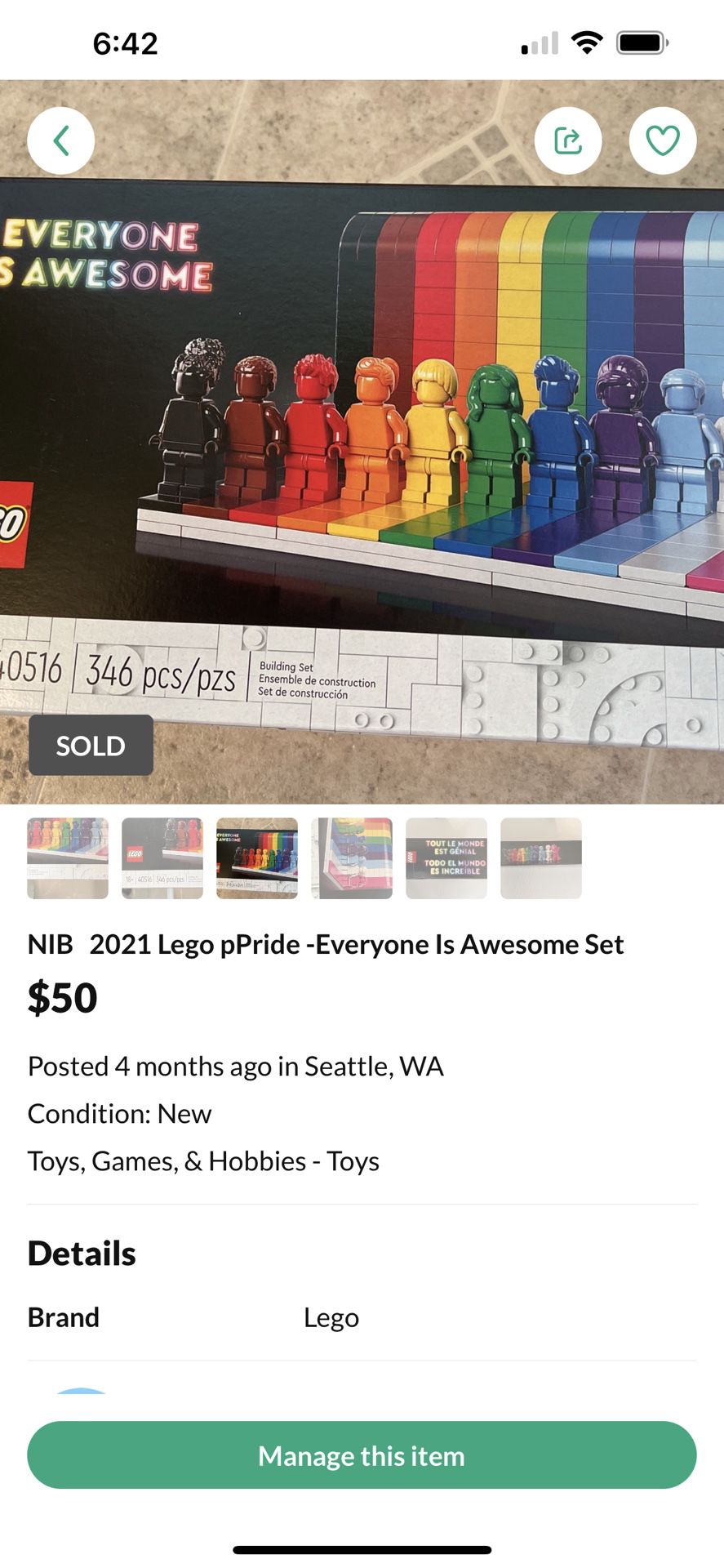 NIB LEGO Pride Everyone Is Awesome Set