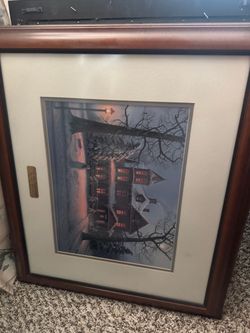 Framed Winter Night House Art Print
