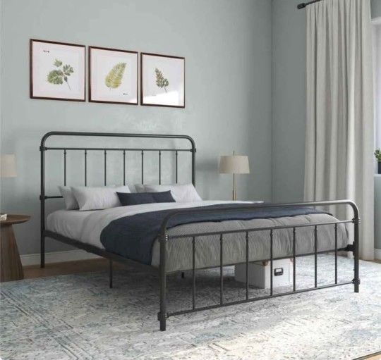 New Inbox King Platform Bed Metal Black Mattress Not Included 