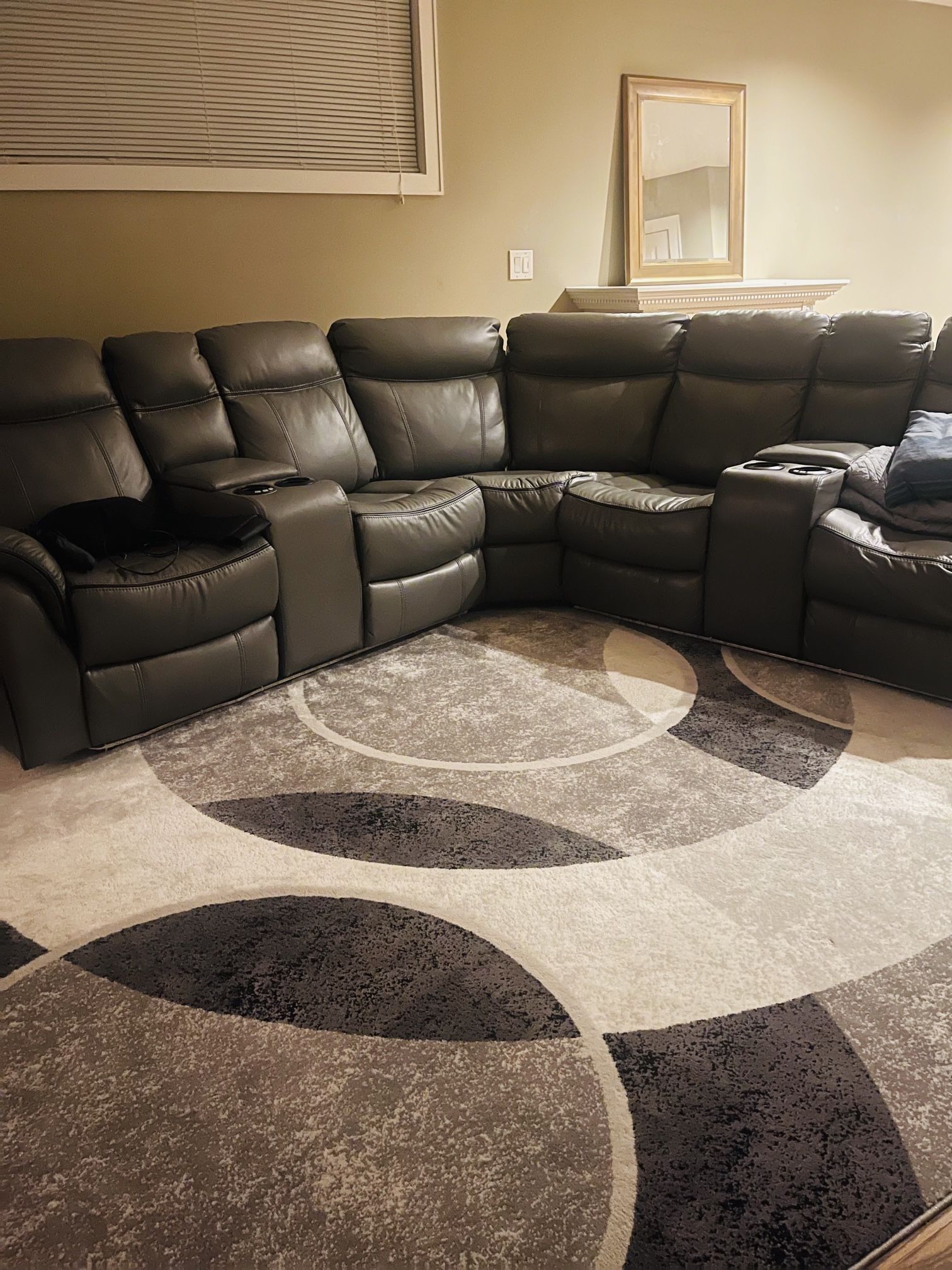 Gray Reclining Sectional, LED Lights
