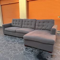 Free Delivery - Comfortable Gray Tufted Sectional Couch