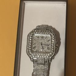 Iced Out Diamond Cartier VVS Moissanite (Pass Diamond Tester)bust Down Watch 