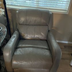 Grey Leather Recliner 