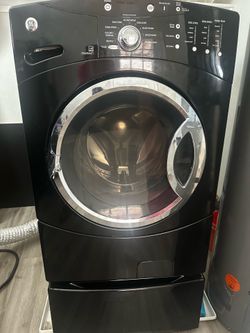 GE black and silver washer